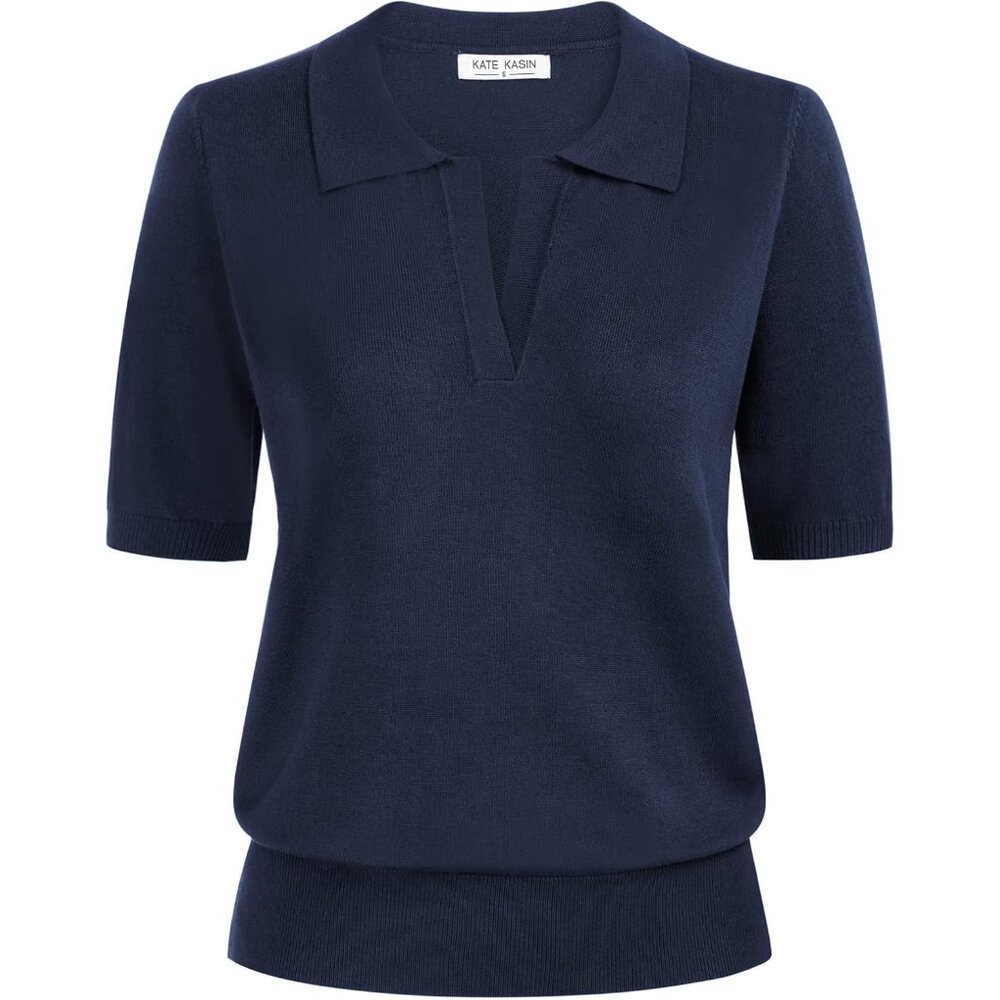 Women's Casual Ribbed V-Neck Sweater - Perfect For Every Occasion, Navy Blue
